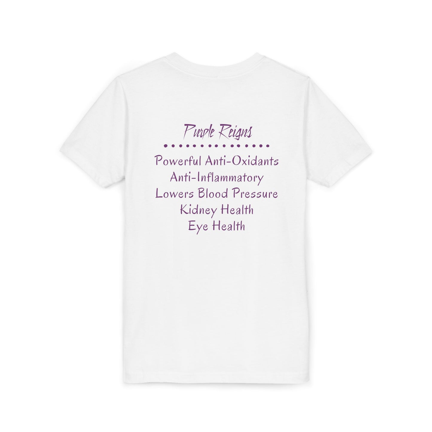 Youth Short Sleeve Tee - Purple Grain Design with Health Benefits