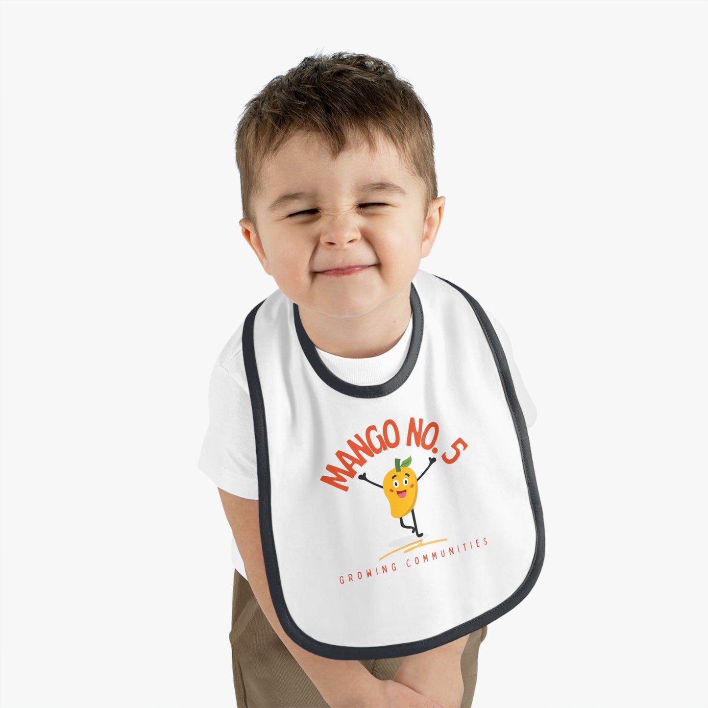 Mango No. 5 Baby Contrast Trim Jersey Bib