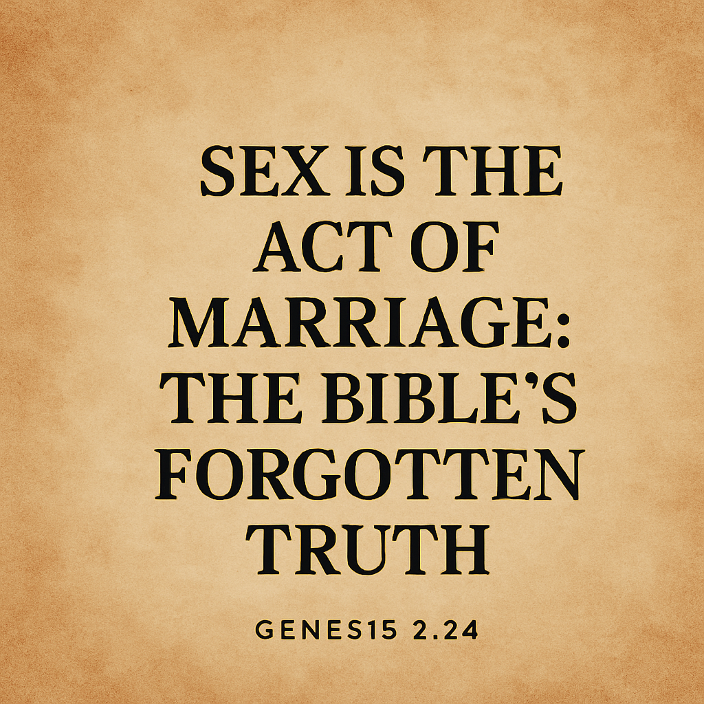 Sex Is the Act of Marriage: The Bible’s Forgotten Truth