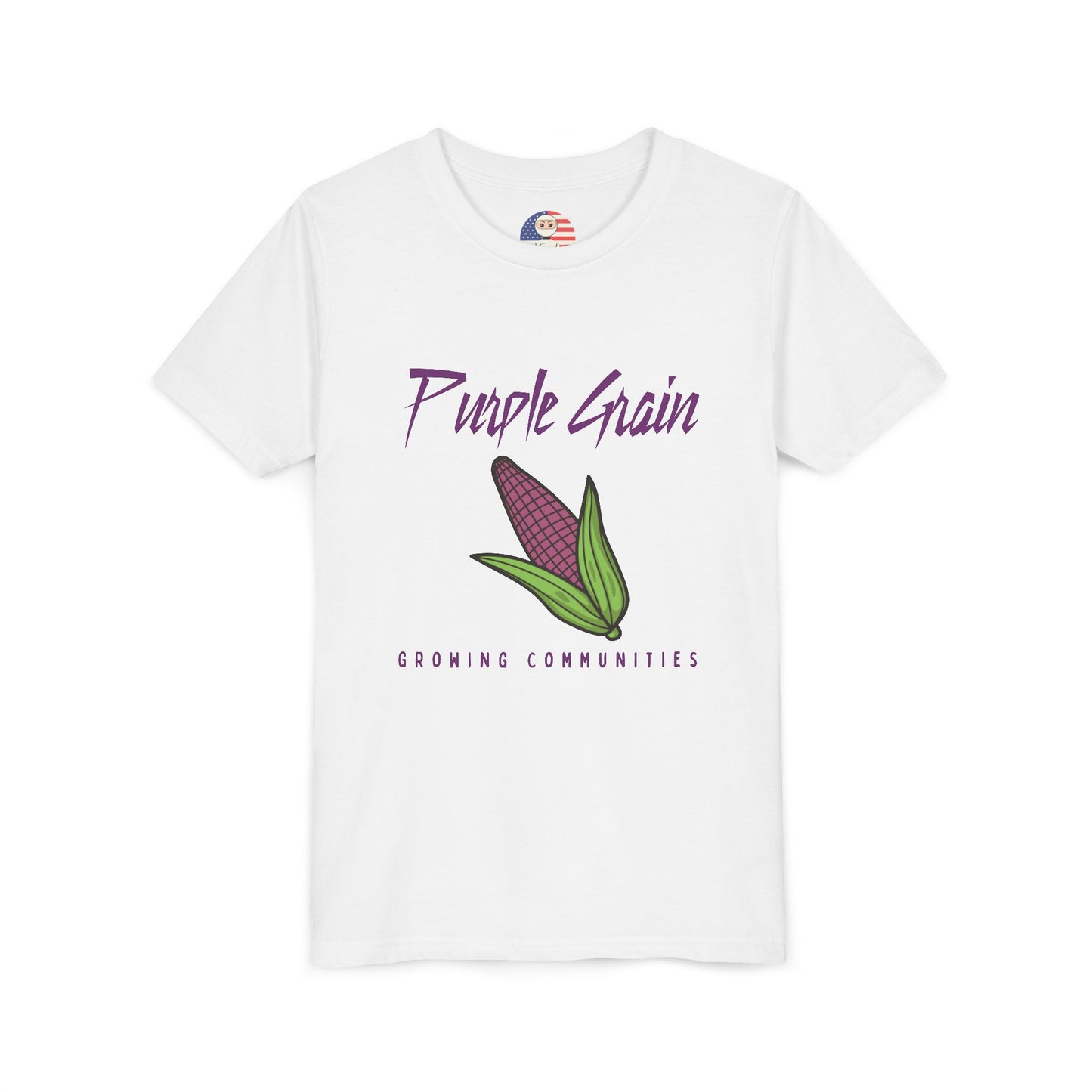 Youth Short Sleeve Tee - Purple Grain Design with Health Benefits