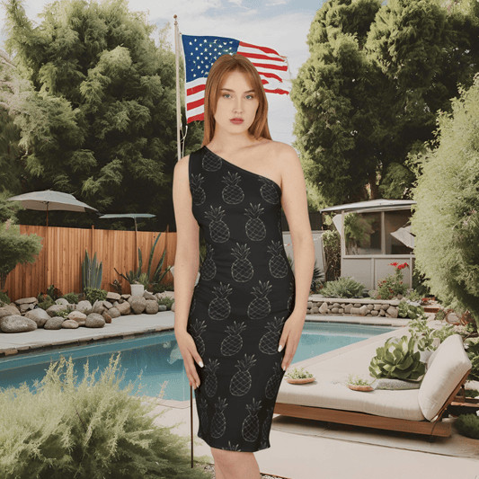 Tropical Pineapple Shoulder Dress – Hawaiian Inspired
